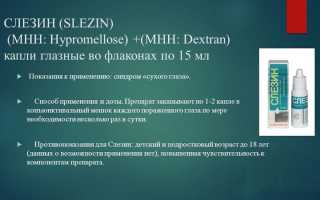 Слезин – капли для глаз: аналоги и инструкция по применению для здоровья